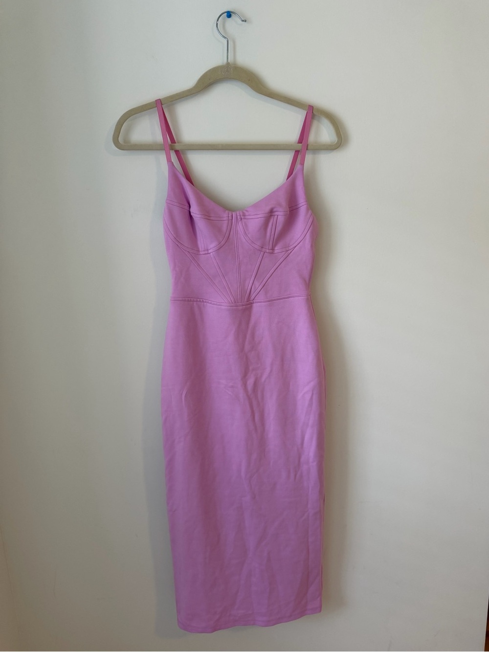 Bailey 44 Lavender-Pink Midi Bodycon Dress with Bust Seaming